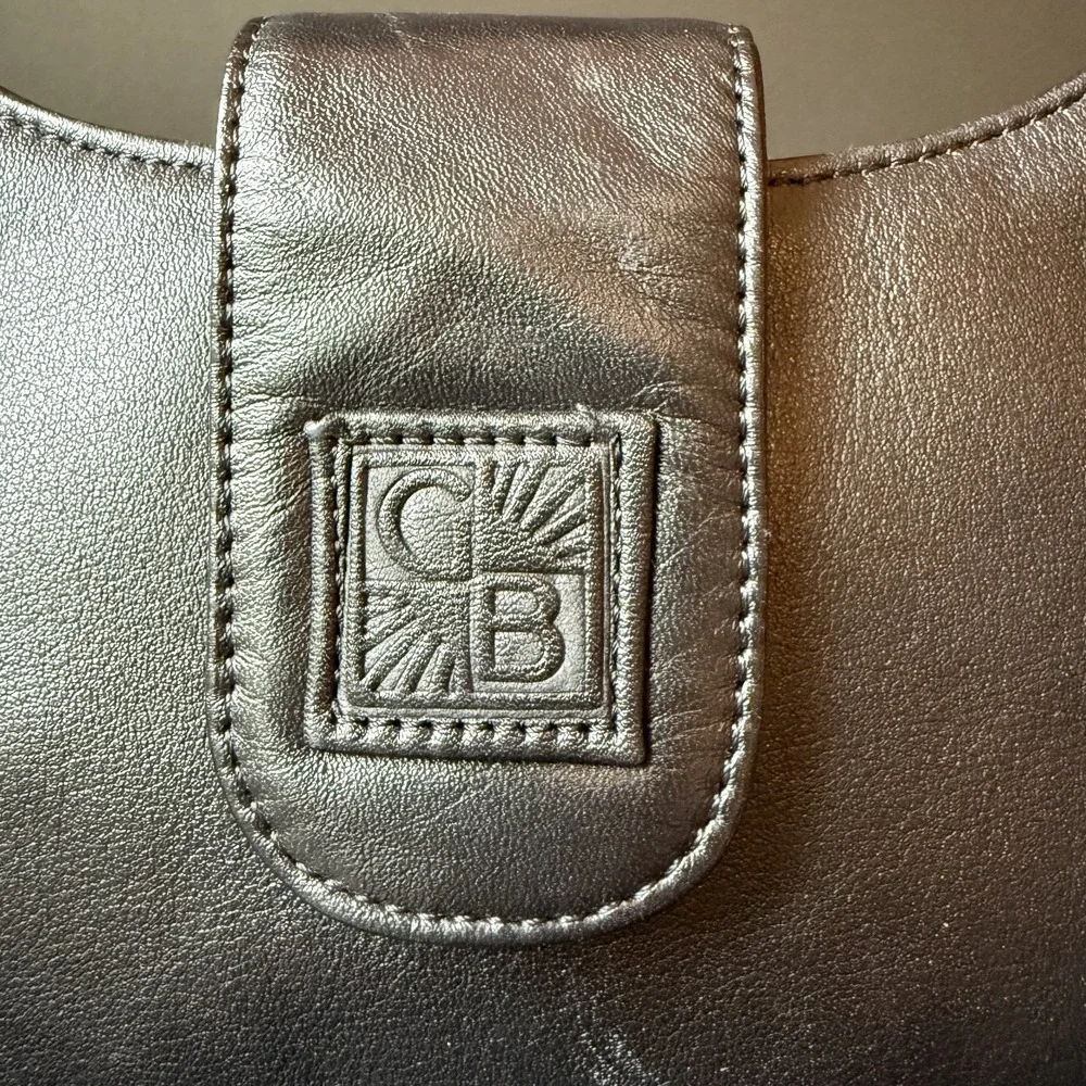 Giani Bernini Womens Black Leather Shoulder Bag Purse Hobo Magnetic Snap‎ Logo